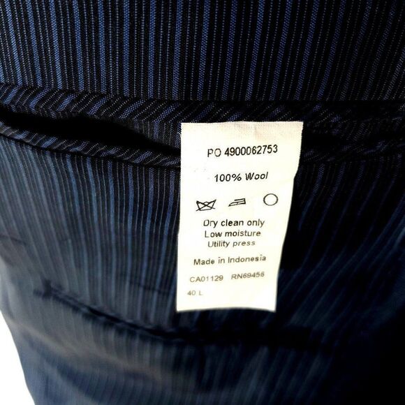 Calvin Klein Wool 2 Button Blazer 40L Blue Sharkskin‎ - Picture 8 of 10